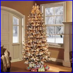 Pre-Lit Flocked Slim Fraser Fir Artificial Christmas Tree