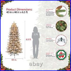 Pre-Lit Flocked Slim Fraser Fir Artificial Christmas Tree