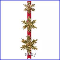 Pre-Lit Glittery Bristle Pine Triple 77 In. Artificial Snowflake Door Hang