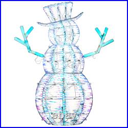 Pre Lit Iridescent Snowman Decoration, Cool White LED Lights, Plug in, Christ