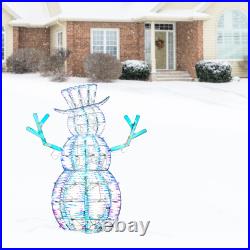 Pre Lit Iridescent Snowman Decoration, Cool White LED Lights, Plug in, Christ