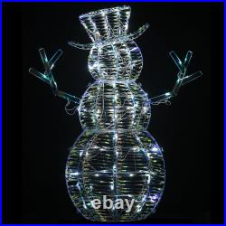 Pre Lit Iridescent Snowman Decoration, Cool White LED Lights, Plug in, Christ