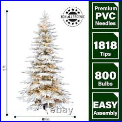 Pre-Lit Mountain Pine Snow Flocked 9-Ft. Clear Smart String Lighting