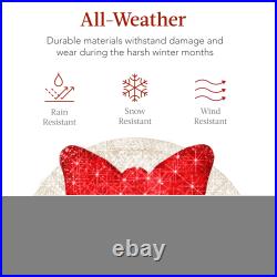 Pre-Lit Outdoor Christmas Wreath, LED Metal Holiday Decor with Bow 60in