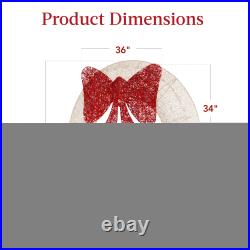 Pre-Lit Outdoor Christmas Wreath, LED Metal Holiday Decor with Bow 60in