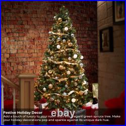 Pre-Lit Realistic Green Spruce Artificial Holiday Christmas Tree and Stand