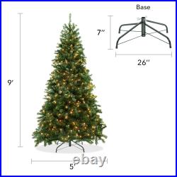 Pre-Lit Realistic Green Spruce Artificial Holiday Christmas Tree and Stand