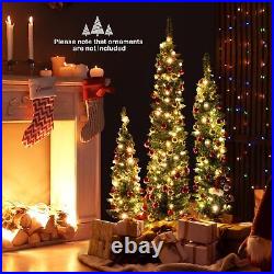 Pre-lit Christmas Trees Set of 3 Artificial Pencil Xmas Tree, 3' + 4' + 5' Sl