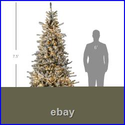Prelit Artificial Christmas Tree Holiday Décor with Snow Flocked Branches