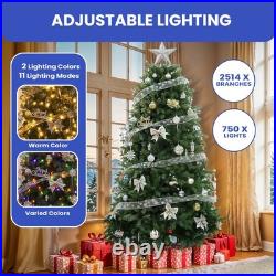 Prelit Christmas Tree Artificial 7.5ft with 2 Color & 11 Light-Modes Sturdy Base