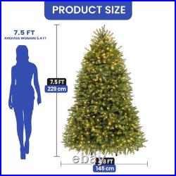 Prelit Christmas Tree Artificial 7.5ft with 2 Color & 11 Light-Modes Sturdy Base