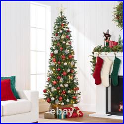 Prelit Pencil Christmas Tree, 7.5Ft Premium Artificial Tree, Realistic Lighted S Prelit Pencil Christmas Tree, 7.5Ft Premium Artificial Tree, Realistic Lighted S