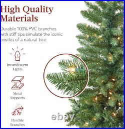 Prelit Pencil Christmas Tree, 7.5Ft Premium Artificial Tree, Realistic Lighted S Prelit Pencil Christmas Tree, 7.5Ft Premium Artificial Tree, Realistic Lighted S