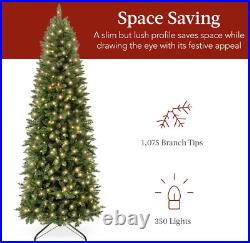 Prelit Pencil Christmas Tree, 7.5Ft Premium Artificial Tree, Realistic Lighted S Prelit Pencil Christmas Tree, 7.5Ft Premium Artificial Tree, Realistic Lighted S