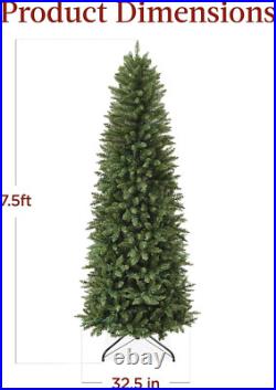 Prelit Pencil Christmas Tree, 7.5Ft Premium Artificial Tree, Realistic Lighted S Prelit Pencil Christmas Tree, 7.5Ft Premium Artificial Tree, Realistic Lighted S