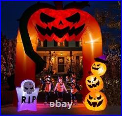 Presence Inflatables 11 FT Tall Halloween Inflatables Archway Angry Pumpkins LED