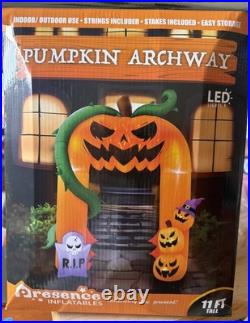 Presence Inflatables 11 FT Tall Halloween Inflatables Archway Angry Pumpkins LED