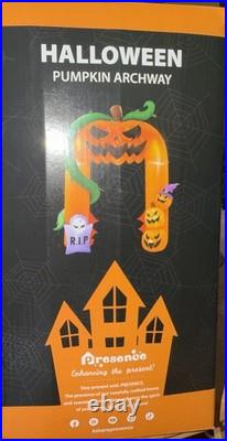 Presence Inflatables 11 FT Tall Halloween Inflatables Archway Angry Pumpkins LED