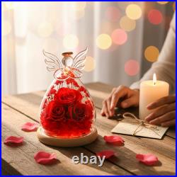 Preserved Rose Bouquet in Elegant Glass Dome Archangel Collection Holiday Gift