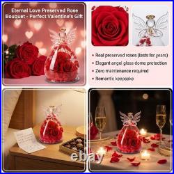 Preserved Rose Bouquet in Elegant Glass Dome Archangel Collection Holiday Gift