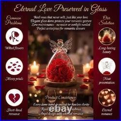 Preserved Rose Bouquet in Elegant Glass Dome Archangel Collection Holiday Gift