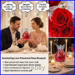 Preserved Rose Bouquet in Elegant Glass Dome Archangel Collection Holiday Gift