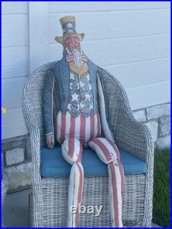Primitive Antique American flag Uncle Sam door hanger porch sitter 4th of July Primitive Antique American flag Uncle Sam door hanger porch sitter 4th of July