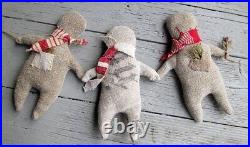 Primitive Grain Sack Gingerbread Men Handmade Christmas Garland OOAK