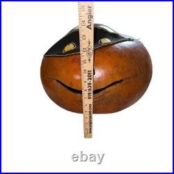 Primitive Vintage Gourd Jack-O'-Lantern Pumpkin Black Cat Halloween masked large