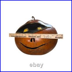 Primitive Vintage Gourd Jack-O'-Lantern Pumpkin Black Cat Halloween masked large