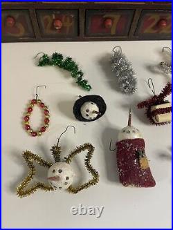 Primitives by Kathy ANNIE SCHICKEL ADVENT CALENDAR With FEATHER TREE 24 Wood Box