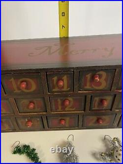 Primitives by Kathy ANNIE SCHICKEL ADVENT CALENDAR With FEATHER TREE 24 Wood Box