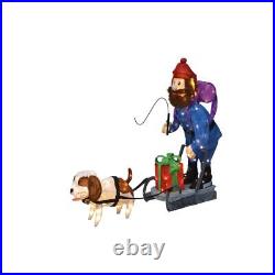 ProductWorks 34IN RUDOLPH 3D PRE LIT LED YARD ART STANDING YUKON AND DOG, Blue