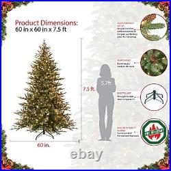 Puleo International 7.5 Foot Pre-Lit Balsam Fir Artificial Christmas Tree wit