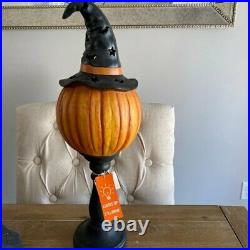 Pumpkin-Head Jack-O-Lantern LED Light Up Pedestal Lamp Halloween Huge 20 h. New