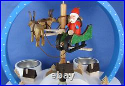 Pyramid Coloured Tea Light Winter Magic & Reindeer Carved Erzgebirge Seiffen