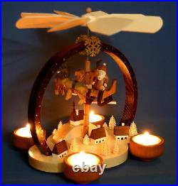 Pyramid natural tea light Seiffen in winter magic reindeer carved Erzgebirge Pyramid natural tea light Seiffen in winter magic reindeer carved Erzgebirge