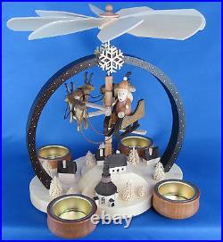 Pyramid natural tea light Seiffen in winter magic reindeer carved Erzgebirge Pyramid natural tea light Seiffen in winter magic reindeer carved Erzgebirge