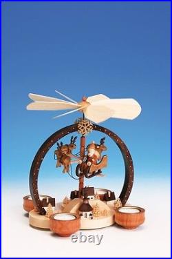 Pyramid natural tea light Seiffen in winter magic reindeer carved Erzgebirge Pyramid natural tea light Seiffen in winter magic reindeer carved Erzgebirge