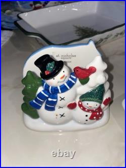 (RARE) 27+ St. Nicholas Square Snowman Dinnerware Collection! 