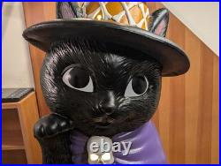 RARE Halloween LED Black Cat Witch Kitty Blow Mold 30 Tall Decor (WORKS!) EUC