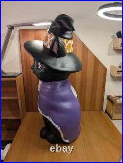 RARE Halloween LED Black Cat Witch Kitty Blow Mold 30 Tall Decor (WORKS!) EUC