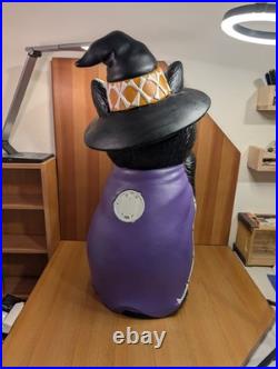 RARE Halloween LED Black Cat Witch Kitty Blow Mold 30 Tall Decor (WORKS!) EUC
