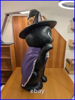 RARE Halloween LED Black Cat Witch Kitty Blow Mold 30 Tall Decor (WORKS!) EUC