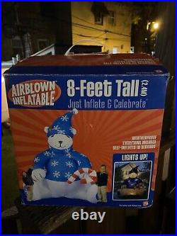 RARE LARGE 8ft. Gemmy Air Blown Inflatable Tall Christmas Polar Bear