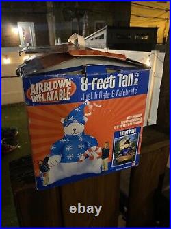 RARE LARGE 8ft. Gemmy Air Blown Inflatable Tall Christmas Polar Bear