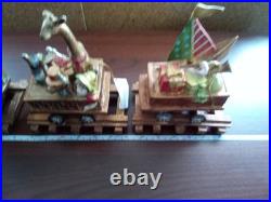 RARE Mark Roberts Christmas Vintage Train set Mantle stocking holders 21