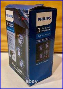 RARE Philips 3ct Christmas Focusable LED Projectors Dancing Penguins