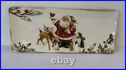 RARE Pier 1 Winter's Wonder Ceramic Platter 14 Holiday Santa Reindeer Tray