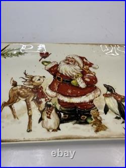 RARE Pier 1 Winter's Wonder Ceramic Platter 14 Holiday Santa Reindeer Tray